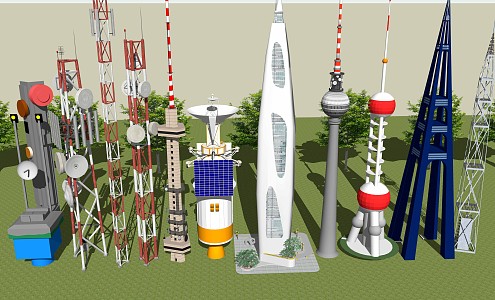 modern signal tower communication tower signal base station signal transmitting tower 3d model