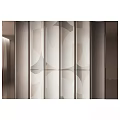 Modern Minimalist Background Wall Design With Circular Glass Panels And Wooden Frames