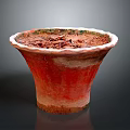 Red Ceramic Garden Planter With Rough Texture And White Rim For Decoration