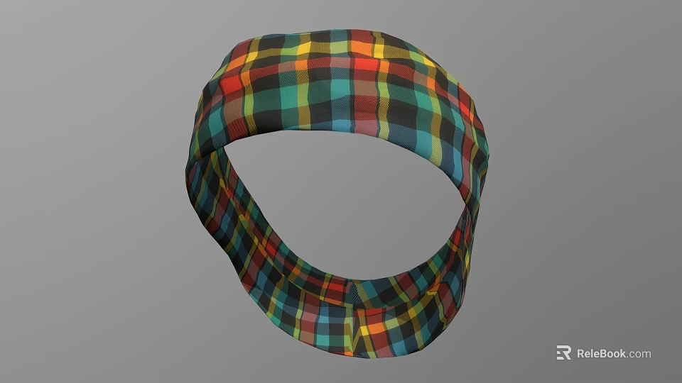 Colorful Plaid Headband With Vibrant Checkered Pattern Elastic Fashion Accessory 3d model 