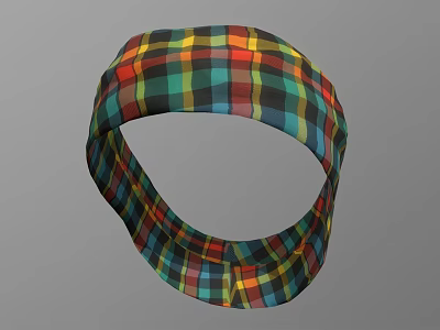 Colorful Plaid Headband With Vibrant Checkered Pattern Elastic Fashion Accessory 3d model