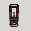 Red White Blue Racing Car With OMV Sponsor Logos And Red Wheels