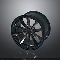 Stylish Blue Metallic Automotive Wheel With Modern Spoke Design And Glossy Rim