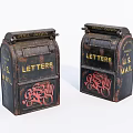 Vintage U.S. Mail Public Mailboxes With Letters Marking And Graffiti Design 3d model