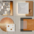Contemporary Wall Decor With Geometric Shapes Circular Panels And Textured Square Designs