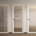 White Interior Swing Doors With Different Glass Patterns And Modern Frames 3d model
