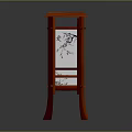 Traditional Chinese Lantern With Red Wooden Frame White Lampshade And Black Patterns