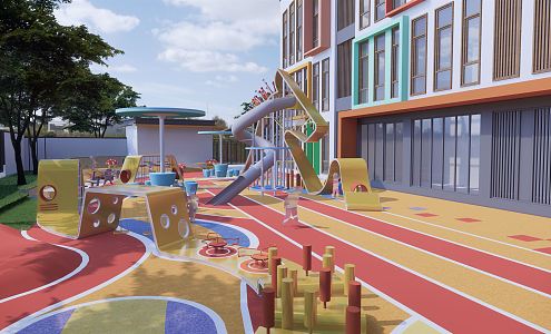 Modern children's play area 3d model