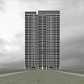 Modern High Rise Building Exterior With Glass Windows And Open Ground