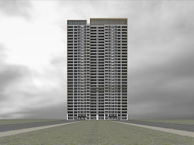 Modern High Rise Building Exterior With Glass Windows And Open Ground 3d model
