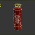 Red Household Fire Extinguisher With Silver Top And Safety Instructions Label