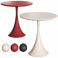 Red Round Table With Modern Curved Base And Decorative Balls For Living Room