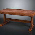 Rustic Wooden Dining Table with Natural Wood Grain Top and Crossed Sturdy Wooden Legs