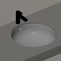 White Undermount Washbasin With Silver Faucet On Light Countertop Surface 3d model