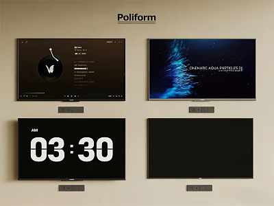 Poliform Televisions With Interface Audio Experience Time Display And Black Screen 3d model