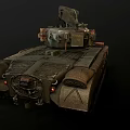 Vintage Military Camouflage Tank With Armored Cannon Tracks And Equipment Design