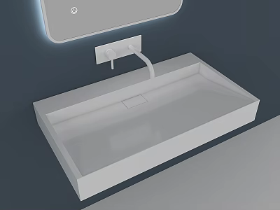 Modern Bathroom Washbasin With Wall Mounted Mirror And Faucet Design 3d model