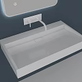 Modern Bathroom Washbasin With Wall Mounted Mirror And Faucet Design
