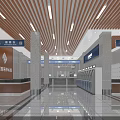 Modern Government Service Hall Interior Featuring Service Counters Marble Flooring And Wooden Ceiling