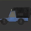 Blue Toy Off Road Vehicle With Black Roof And Yellow Headlights