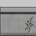Modern Black Frame Glass Partition With Green Plant Light Colored Wall And Wooden Floor