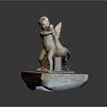 Decorative Square Base Furniture With Angel Sculpture And Brown Gray Finish