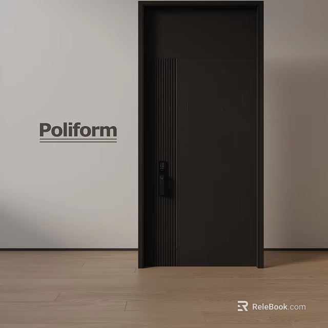 Poliform Black Hinged Door With Modern Sleek Design And Minimalist Interior 3d model 