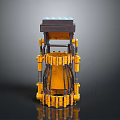 Yellow Industrial Mechanical Structure With Metal Frame And Dark Top Platform