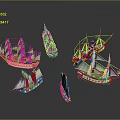Vintage Sailing Ship Models Displayed With Multiple Sails Intricate Details And Various Designs