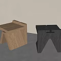 Modern Minimalist Wooden Stools With Light And Dark Geometric Design For Indoor Spaces