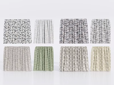 Modern curtains Floral fabric curtains 3d model