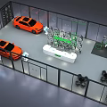 LYNK CO New Energy Vehicle Showroom Interior With Red Cars And Glass Facade