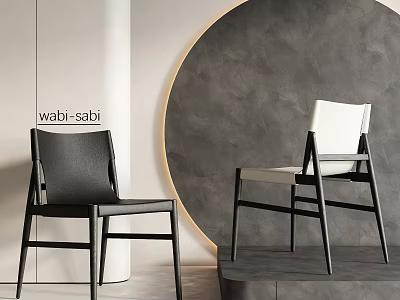 Black And White Wabi Sabi Dining Chairs With Minimalist Design 3d model