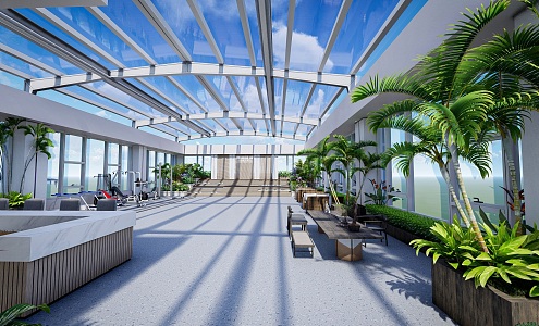 Modern glass sun room roof glass room roof garden 3d model