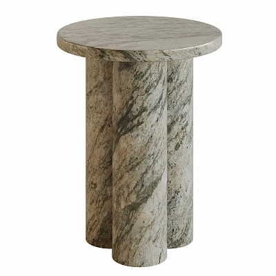Modern Minimalist Functional Table With Marble Round Top And Multiple Cylindrical Legs Design 3d model