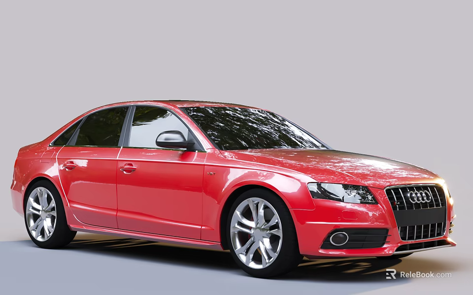 Stylish Red Audi Sedan Featuring Sporty Exterior Design Alloy Wheels And Front Grille 3d model 
