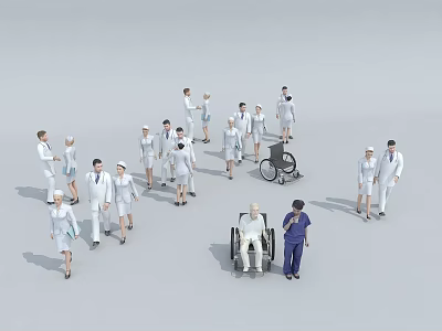 Medical Staff Assisting Elderly Patient In Wheelchair With Care And Support 3d model
