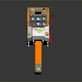 Futuristic Gun with White Orange Blue Red Accents Modern 3D Rendered Design And Transparent Barrel
