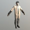Game Movie Character In White Lab Coat With Black Cap Mask Gloves And Gray Pants