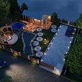 Detached Villa With Landscaped Garden Stone Pathway Outdoor Lighting And Lawn