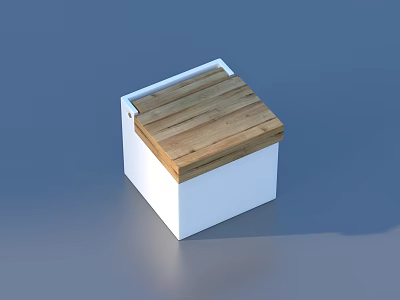Practical White Storage Box With Wooden Lid For Daily Household Use 3d model