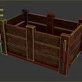 Rustic Wooden Crate With Slatted Sides And Open Top For Storage Use 3d model