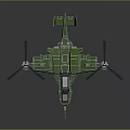 Green Sci Fi Helicopter With Futuristic Design Multiple Rotors And Metallic Structure 3d model