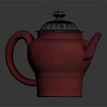 Elegant Red Teapot With Silver Lid And Carved Patterns On Dark Background