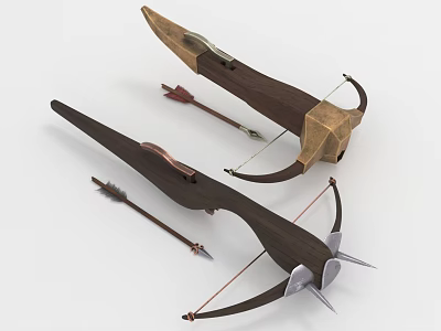 3D Rendered Medieval Crossbows With Wooden Metal Design And Arrows 3d model
