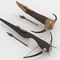3D Rendered Medieval Crossbows With Wooden Metal Design And Arrows