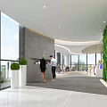 Front Desk Reception With Modern Design Green Living Wall Yellow Geometric And White Curved Wall