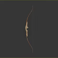 Brown Wooden Bow With Black String And Simple Design On Gray Background 3d model