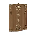 Wooden Door With Ornate Gold Carved Lines And Intricate Decorative Patterns