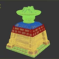 Mythical Stone Pedestal With Lava Filled Bowl And Ornamental Carvings Design